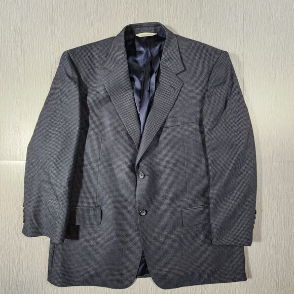 Pronto Uomo Sport Coat Blazer Suit Jacket Houndstooth Blue 40 Short - Picture 1 of 12